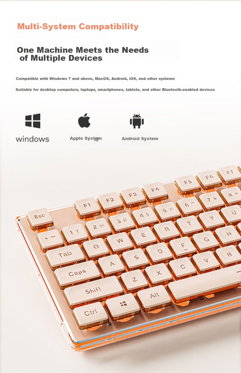 EWEADN V3104 Wireless Keyboard And Mouse Set, Bluetooth Dual-Mode Silent Mechanical Feel High Aesthetic Value Slim Office Membrane Keyboard for Computer Laptop IPad Universal, Milk White Color 12
