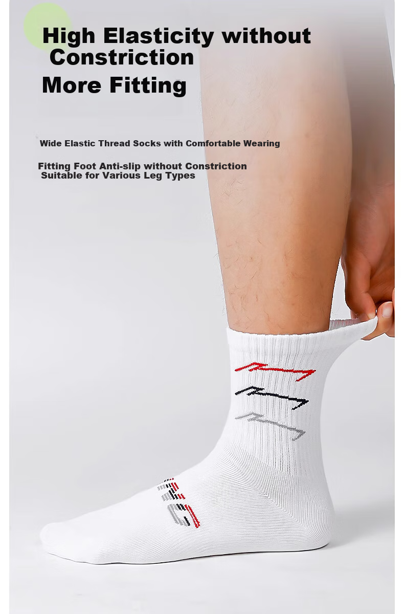 Li-Ning Socks for Men And Women, Sports Basketball Running Socks, Mid-Calf, Spring And Summer, Cotton Casual Sweat-Absorbing Breathable Odor-Resistant Hiking Socks, Gray 6