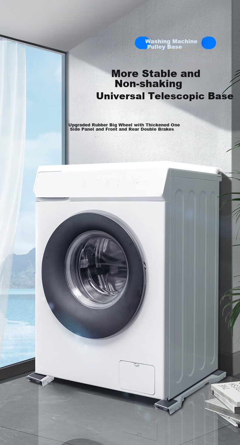 Muhouyingxiong Washing Machine Base, Fully Automatic Drum, Non-Slip And Anti-Vibration Foot Pads, Foot Stands, Height-Increasing, Refrigerator Movable Universal Wheels, Raised Support Frame, Tray 1