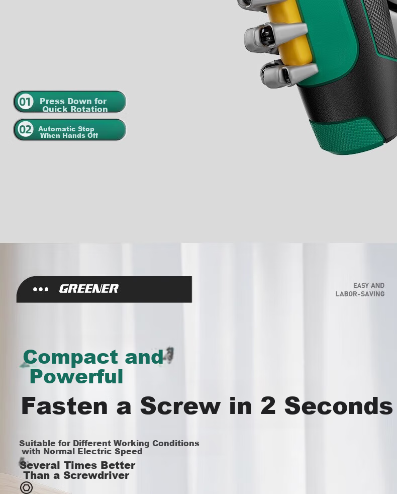 GREENER Advanced Goddess Edition 37-Piece Portable Electric Screwdriver Multifunctional Cordless Household Mini Screw Gun 3