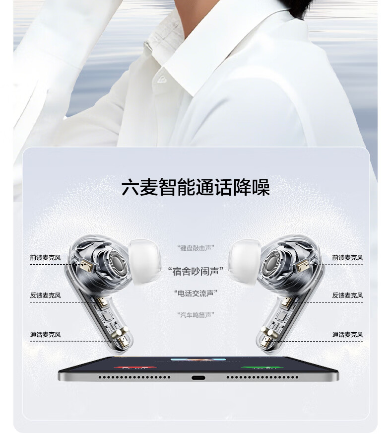 Tangmai M4Pro HiFi Upgraded True Wireless Bluetooth Earbuds Noise Cancelling In-Ear Spatial Sound Long Battery Life Gaming Sports Music Headphones Unisex White 2