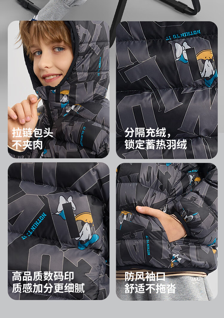 Disney Kids Lightweight Down Jacket 2025 New Autumn Winter Boys Girls Hooded Warm Sports Coat 1