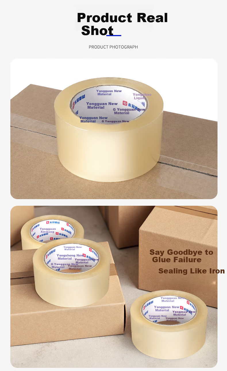 Yongguan Transparent Packing Tape, Wide Adhesive Tape for Express Shipping, Packaging, Goods, Factory, Warehouse, Moving, 60mm*100y (91.4m/roll)*30 Rolls/box, Complies with EU PPWR 2