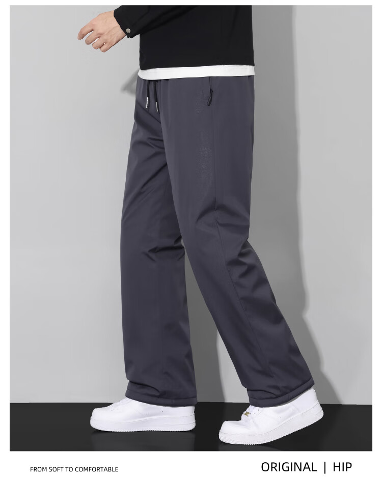 LangSha Men's Lamb Fleece Thermal Pants Winter 2025 New Graphene Knee Protection Fleece Lined Thickened Cotton Casual Trousers 6