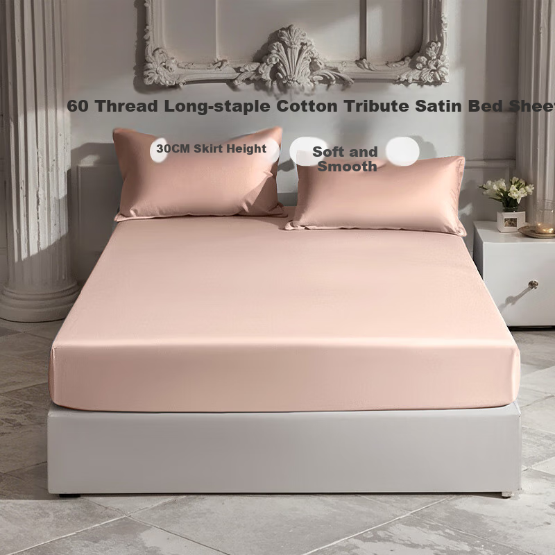 FUANNA Single Bed Sheet, 60-Count Long-Staple Cotton, Household Full-Cover Double Bed Cover, High 30cm, 180*200cm
