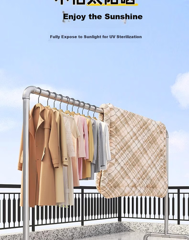 Baoyouni Floor-Standing Clothes Drying Rack with Water Pipe, Customizable Hanger for Indoor And Balcony Use, Detachable Thickened Steel Pipe, 32 Tubes 10