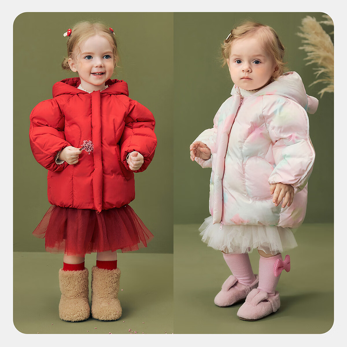Minibala Girls' Water and Oil Resistant Down Jacket 2025 Winter Cute Design Children's Coat New Year Outfit