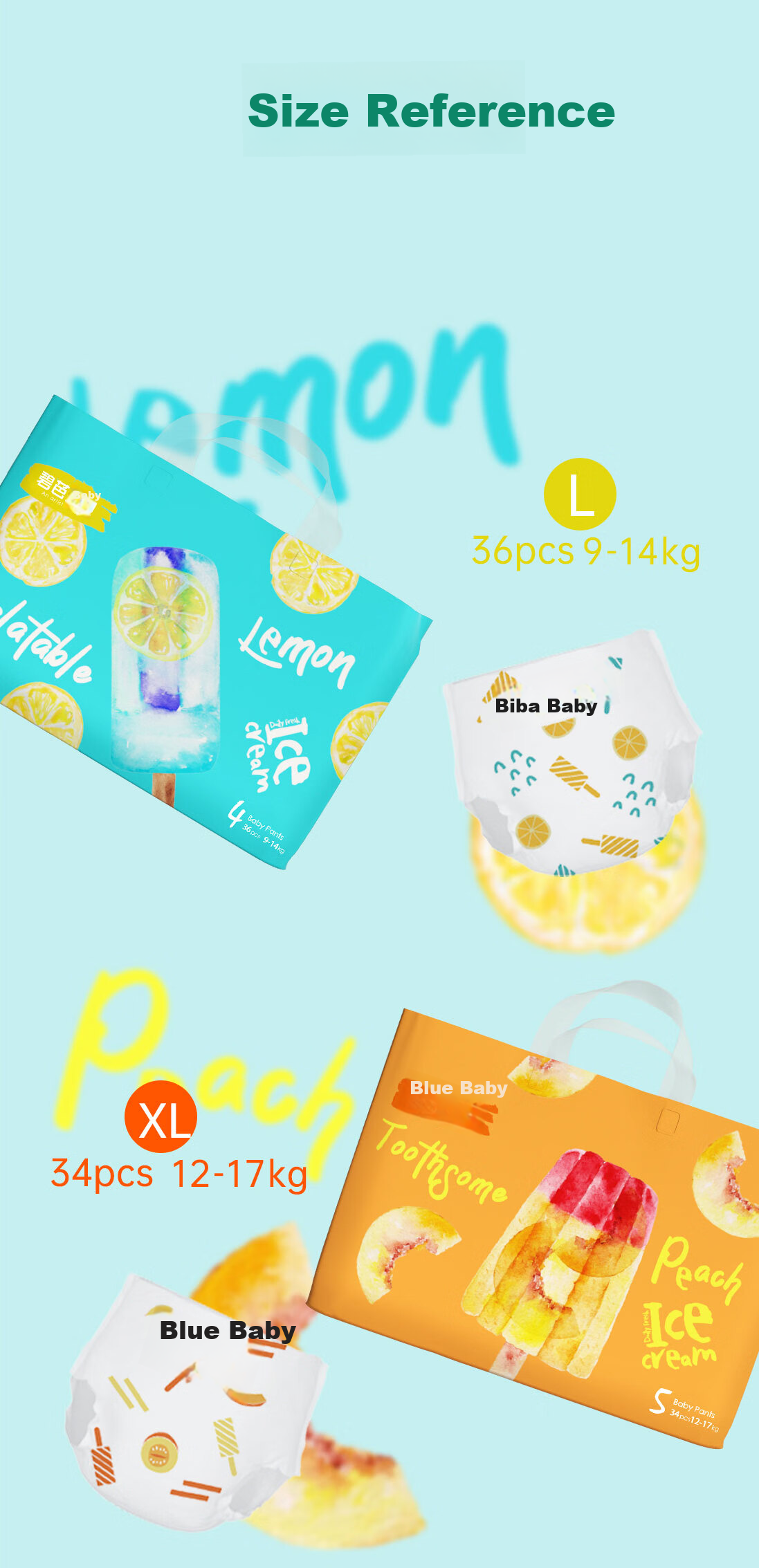 Bibabaobei Ice Cream Special Pull-Up Diapers, XXL Size, 32 Pieces (≥15kg), Ultra-Thin And Breathable, Mint Fresh 11