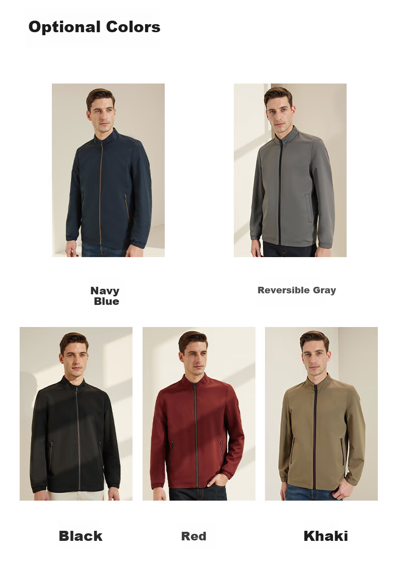FIRS Double-Sided Wrinkle-Resistant Jacket for Men, Spring And Autumn New Style Business Casual Stand-Collar Short Dad Workwear Coat 5
