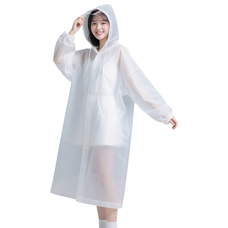 BWNK Disposable Raincoat Portable Outdoor Travel Hiking Rain Poncho 2-Pack Coconut Milk White