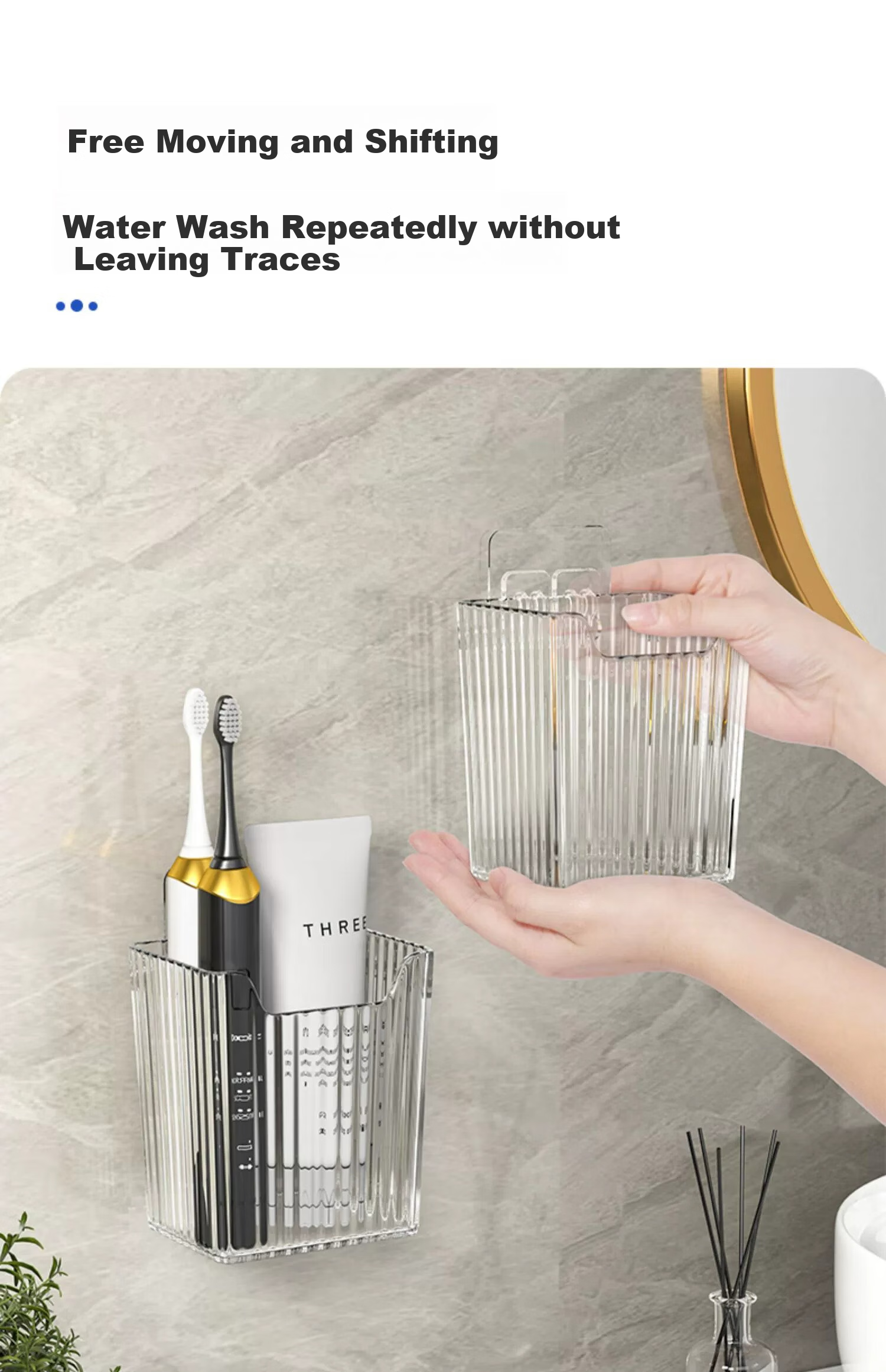 MUYA Bathroom Storage Rack, No Drilling Required, Wall-Mounted Toothbrush Holder, Toothpaste And Comb Organizer, Storage Box for Bathroom And Kitchen, Storage Solutio 7