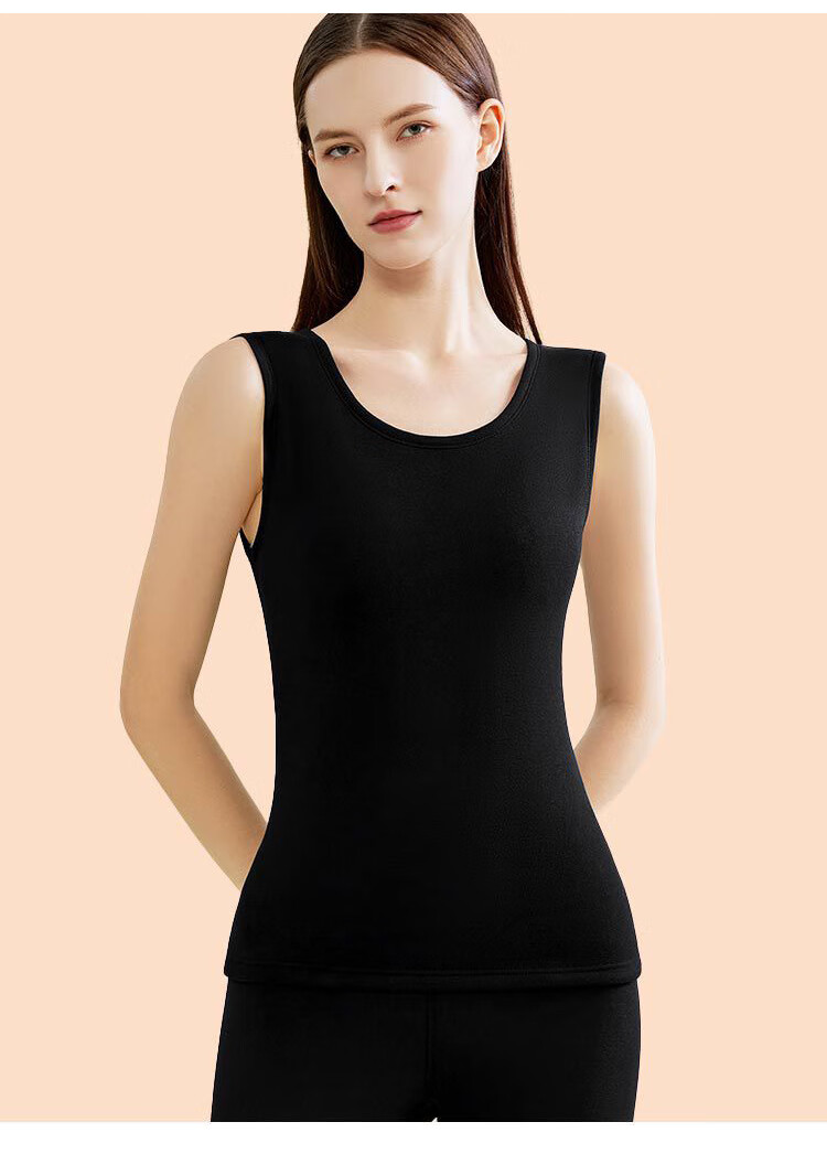 GRACEWELL Women's Thermal Vest with Wool and Silk, Fleece-Lined Thickened Autumn Innerwear, Patch Design, Base Layer Tank Top 3