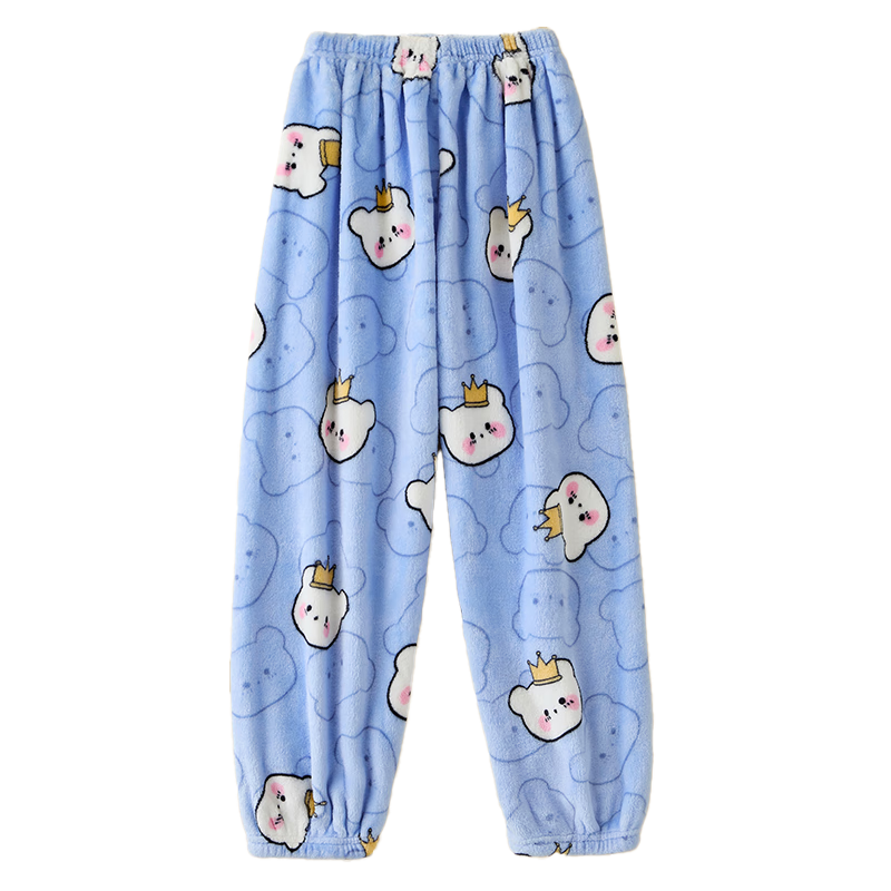Ziyouxi Kids Autumn Winter Flannel Sleep Pants Boys Girls Coral Fleece Warm Home Pants with Fleece Lining