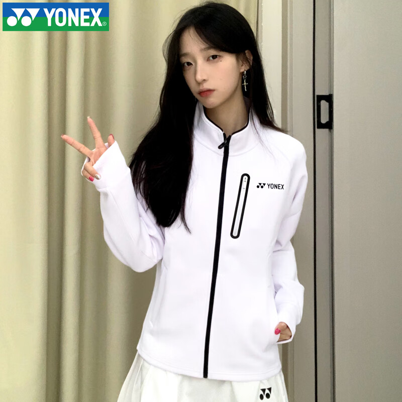 YONEX Autumn Winter Badminton Long Sleeve Hoodie Jacket Sports Top Women 2501125BCR White L