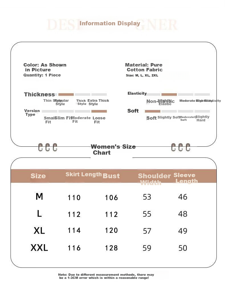 LangSha Pure Cotton Nightgown for Women, Long Sleeve Spring New Cartoon Loose Plus Size Knee-Length Sleepwear, Suitable for Outdoor Wear, Ladies' Pajamas 4
