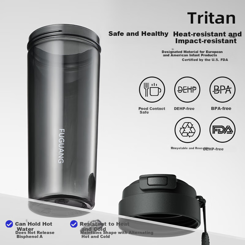 Fuguang Large Capacity Tritan Plastic Portable Tea Cup for Men And Women, Students, Outdoor Sports Water Bottle Summer 680ml