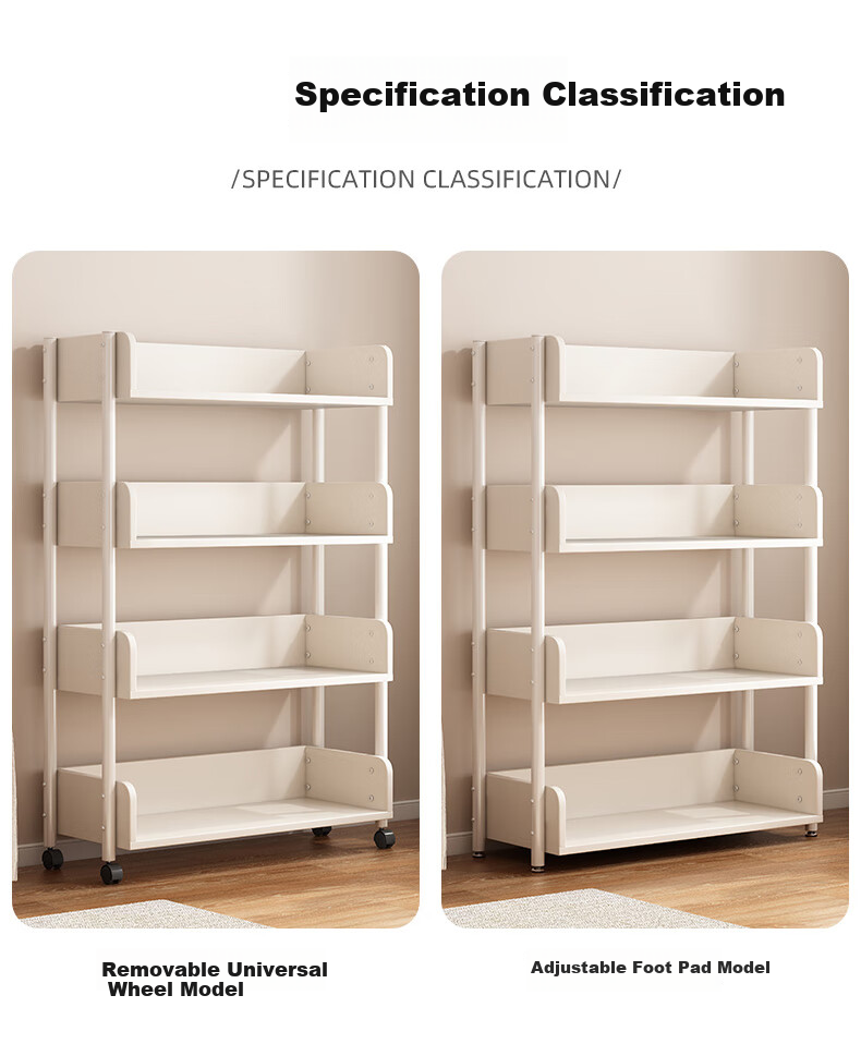 Shanshanmuyi Floor-Standing Mobile Simple Bookshelf, Student Storage Rack, Home Living Room Shelf, Multi-Layer Storage Rack 8