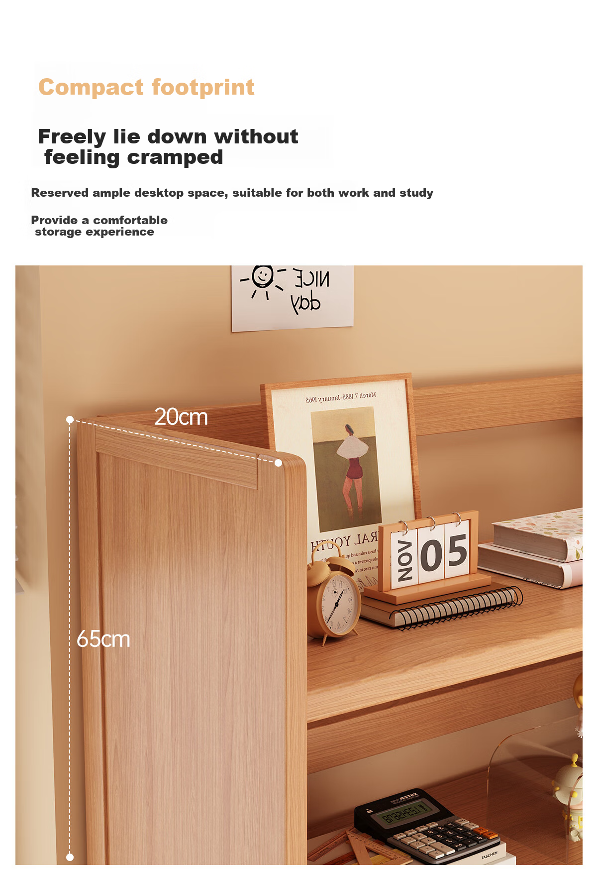 XIAOJIANGCAI Bookshelf Storage Rack, Office Desk Organizer, Home Multi-Layer Student Dormitory Storage, Multifunctional Three-Tier 65 2