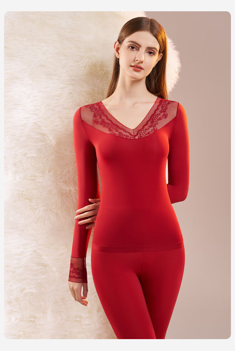 GRACEWELL Lace Ultra-Thin Base Layer Thermal Underwear Set for Women Autumn Skin-Friendly Invisible Seamless Winter New Arrival 16