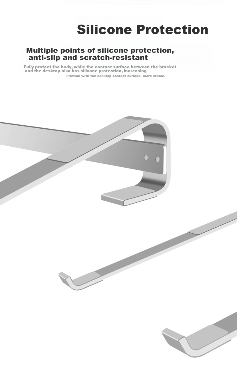 Jiasu Laptop Stand, Computer Stand, Cooling Stand, Aluminum Alloy Desk Stand, Laptop Riser, Suitable for Tablets, Laptops, Gaming Laptops And Other Devices, Silver Color 8
