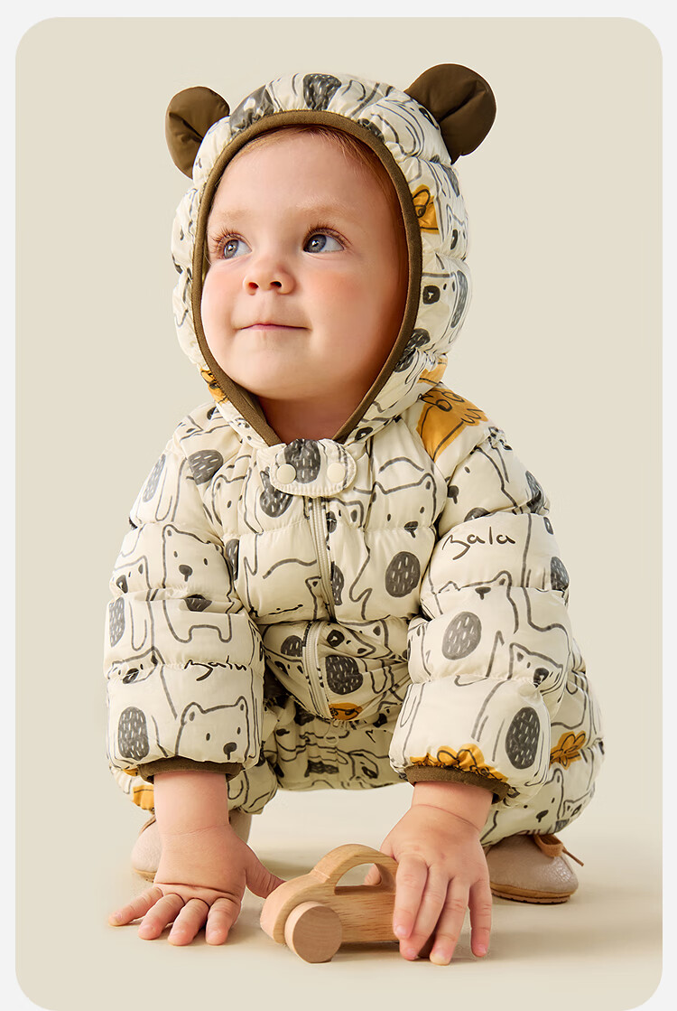 Minibala Bala Waterproof Baby Down Jumpsuit Winter Unisex Toddler Outdoor Warm Down Romper Crawling Suit 1