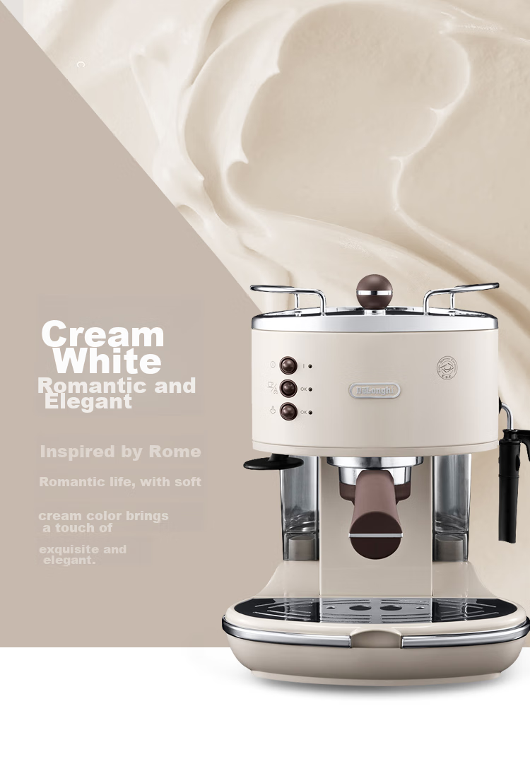 Delonghi Coffee Machine, Retro Semi-Automatic Coffee Maker, Compact Home-Use Stylish Americano And Italian Espresso 15Bar Pump Pressure, Manual Milk Frother ECO310.VGR Olive Green Gift 8
