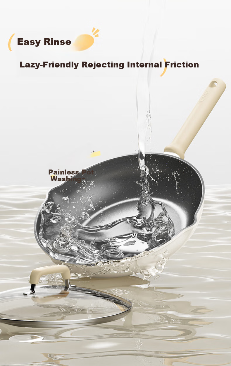 SUPOR Frying Pan, 28cm Titanium Ceramic Coating Non-Stick Oil-Absorbing Flat Bottom Pan, Steak-Friendly Easy-Clean Pan for All Stoves EJ28ATJ02-G 6
