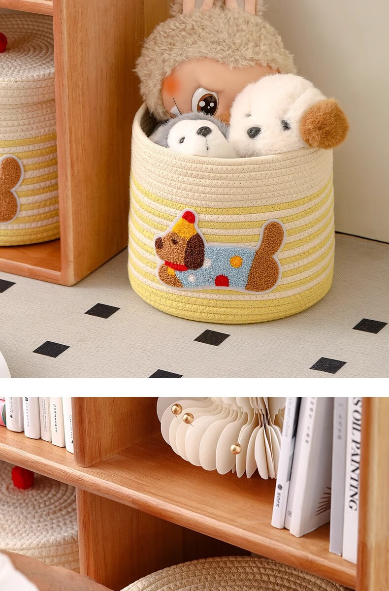 Fan Ye Style Ins Cotton Thread Storage Basket Desktop Snack Miscellaneous Box Large Capacity with Lid Dustproof Storage Toy Organizer Basket 10