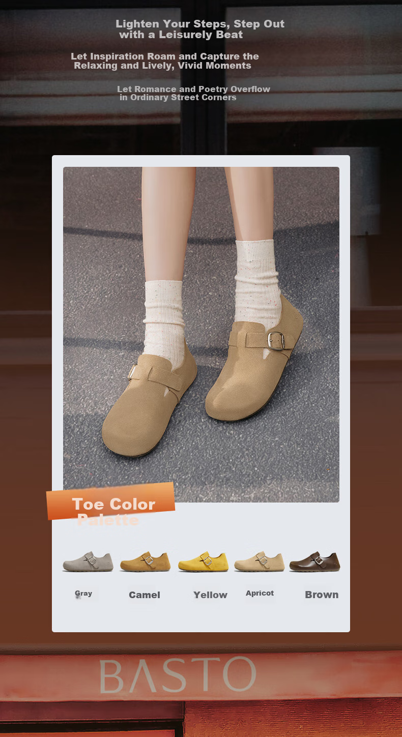 BASTO 25 Autumn Birkenstock Style Fashion Retro Casual Women's Flats D3375CM5 Camel Size 37 3