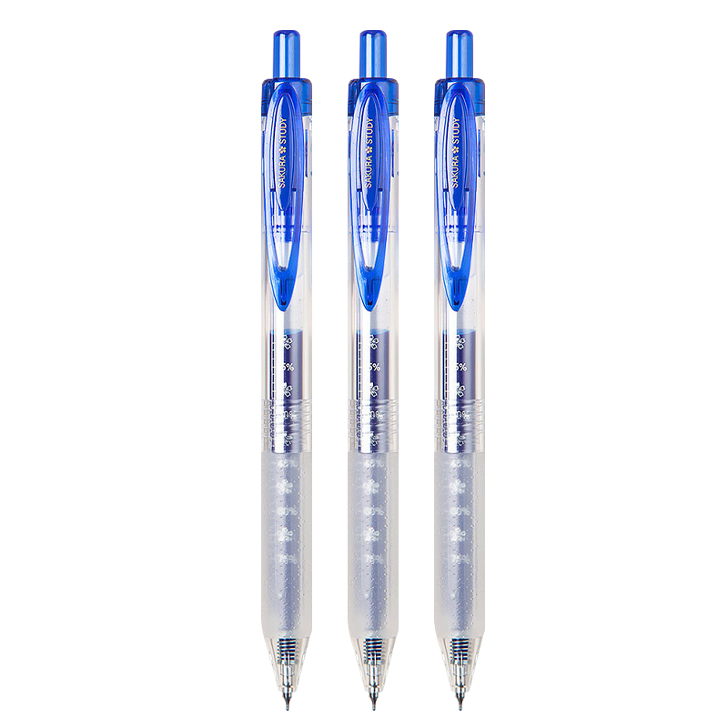 Dongmi Gel Pen for Students, High School Entrance Exam And Graduate School Entrance Exam Preparation, Quick-Drying CS Tip, Retractable, Large Capacity, Top Student Super Writing, 0.5mm Black Ink, Dongmi Transparent Blue, 3-Pack DM-993