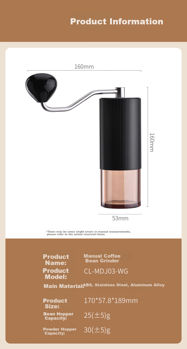 CLITON Hand-Crank Coffee Grinder, Portable Manual Coffee Grinder, Automatic Grinding Machine for Coffee Beans And Grounds 8