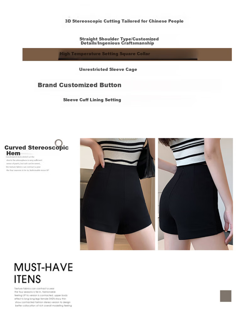 LangSha Women's Suit Shorts, 2025 Autumn Thin Style, Slim Fit Black Shorts, Korean Style Versatile High-Waist Elastic Leggings 3