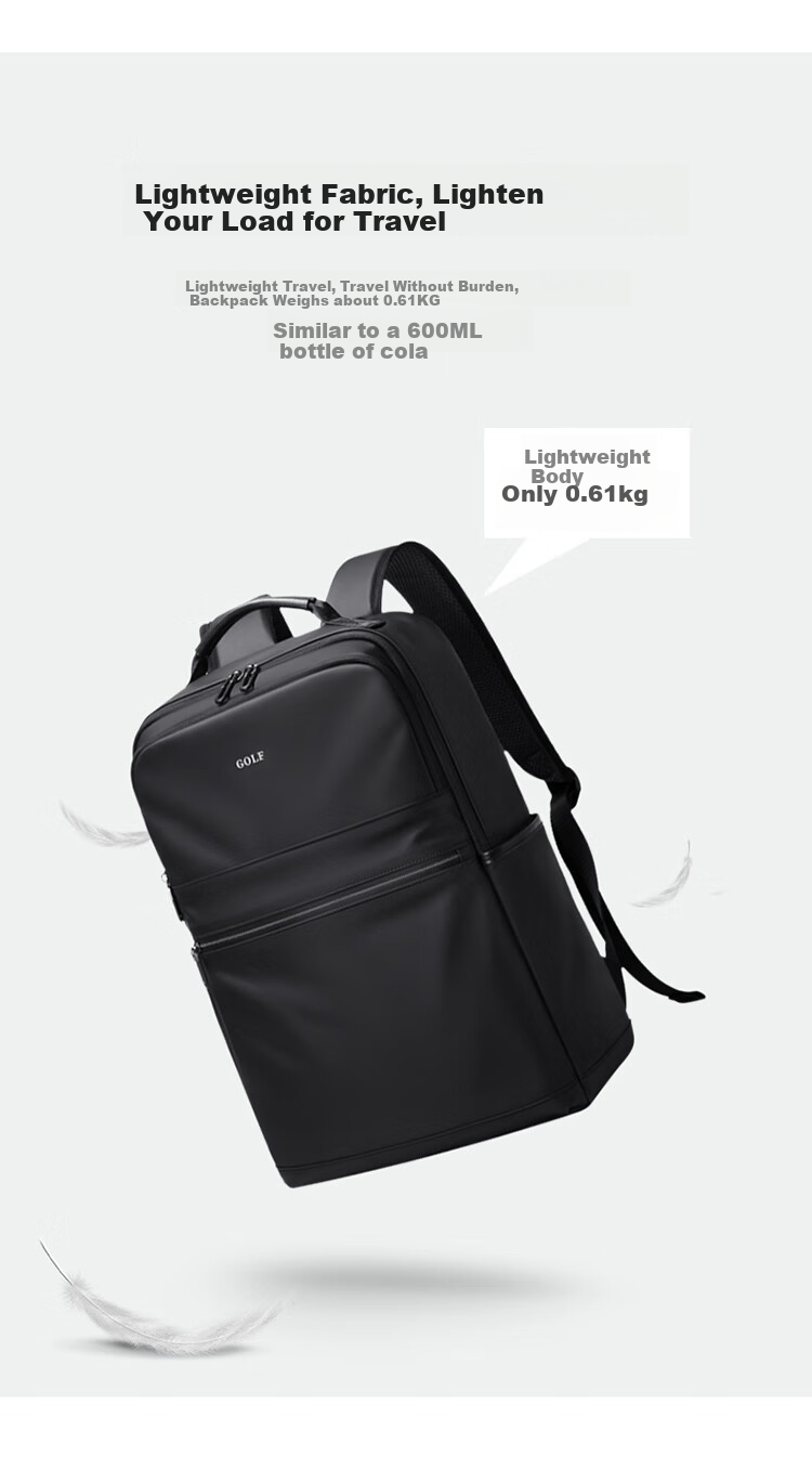 GOLF Backpack for Men, Casual Double Shoulder Bag, 15.6-Inch Laptop Bag, Water-Resistant Student Backpack for Travel And Business Trips 4