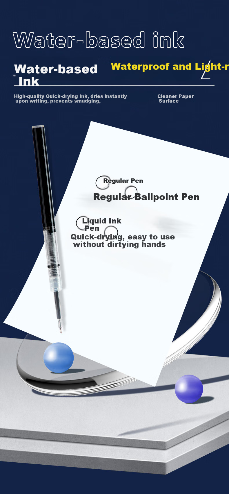 BAOKE BK2008 Retractable Gel Pen Refill, 0.5mm Direct Liquid Type, Black, 20 Pieces/box 7