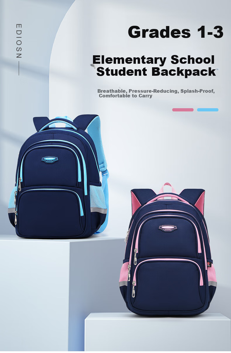 Edison Elementary School Backpack for Grades 1-3, Lightweight, Water-Resistant, Multi-Compartment, Reflective Children's Backpack 310-1ss 2