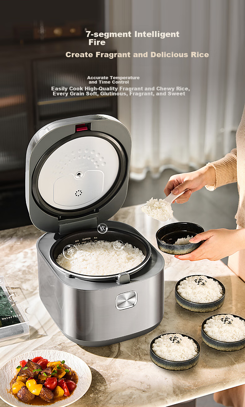 SUPOR Rice Cooker, 4-5 Person Large Capacity, 4L IH Heating Thick Pot, Wood-Fired Rice, Home Use for Porridge And Rice Cooking, Steaming And Boiling All-In Multifunctional Smart Micro-Pressure Electric Rice Cooker SF40HC1866 7