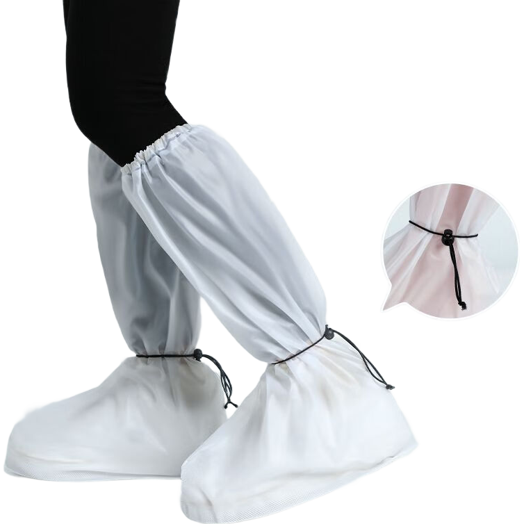 Jieban Travel Waterproof Shoe Covers Adult Anti-Slip Thickened Rain Boots Long Tube Shoe Covers for Men and Women Heavy Rain L Size 1 Pair