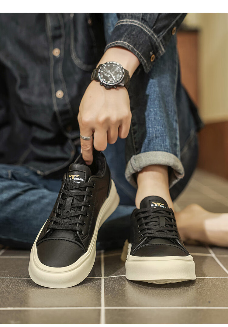 Bull Family Men's Shoes 2026 Spring New High-Top British Style Casual Leather Sneakers Men's Versatile Flat Sports Shoes 37