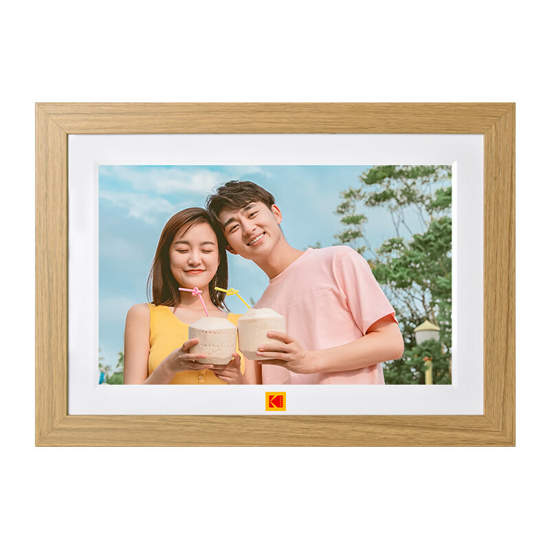 KODAK 1018W Digital Photo Frame, 10.1-Inch HD Electronic Album Stand, Wedding Gift, Automatic Photo And Video Player with Looping Function, Wood Color, Mid-Autumn Festival Gift