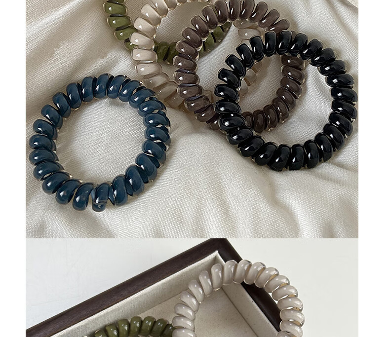 Jiaoxuefei Bright Color Simple High Elasticity Telephone Wire Hair Ties 5-Pack Hair Bands Hair Ropes Elastic Hair Bands Hair Accessories 6