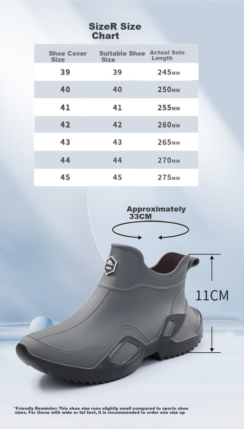 Lanoudun Rain Boots for Men And Women, Short Waterproof Non-Slip Rubber Shoes, Durable Fishing And Beach Sandals YX1027 Size 41 12