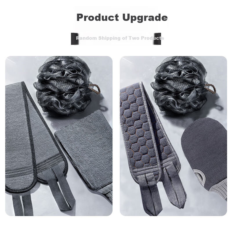 Baoshi Exfoliating Washcloth Set for Men, 3-Piece Bathing Essential, Shower Sponge, Bath Flower, Coarse And Fine Sand Scrubber, Back Scrubbing Mud Exfoliating Bar