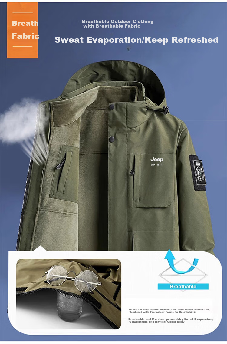 JEEP SPIRIT Men's Three-In Jacket, Autumn And Winter Casual Loose-Fitting Hooded Workwear Coat for Me 5