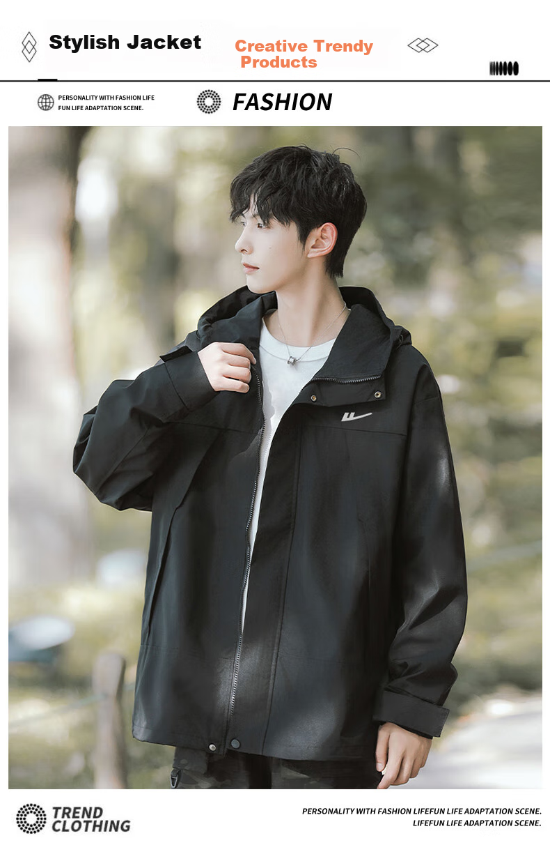 Huili Casual Jacket for Men, Spring And Autumn Outerwear, Windproof, Waterproof, Breathable, Hiking Coat 1