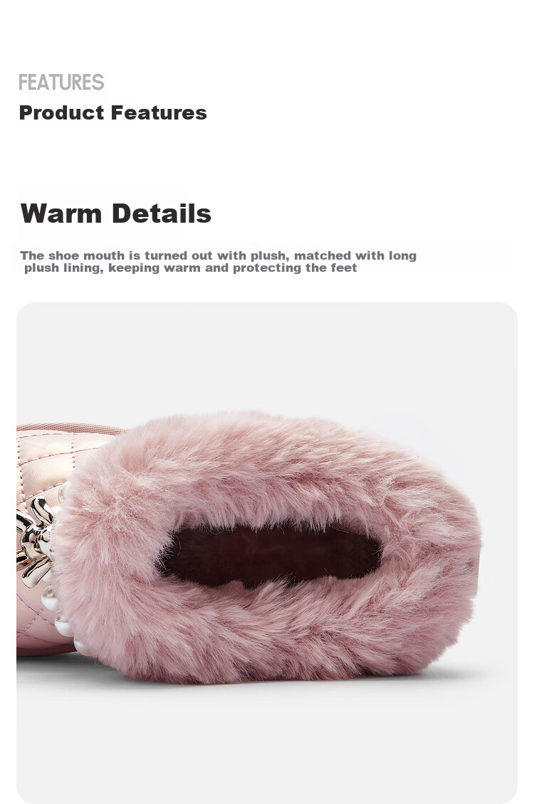 BALABALA Kids Snow Boots Girls Fleece Lined Thickened Winter Short Boots Non-Slip Fashionable 11