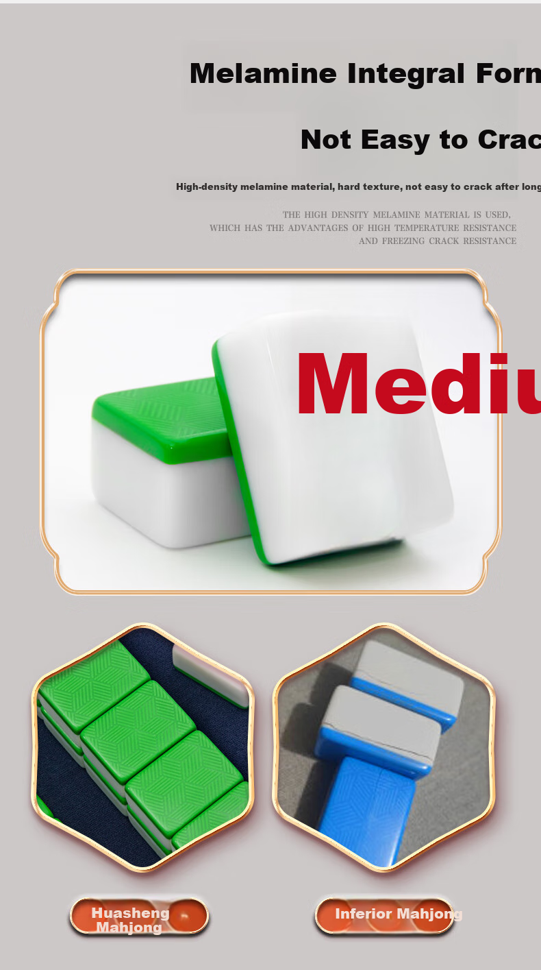 Huasheng Mahjong Tiles H-003 Sky Blue, 144 Pieces, First-Class Quality, Home Use, Hand-Rubbed Mahjong Tiles, 44mm, for Outdoor Camping And Travel 10