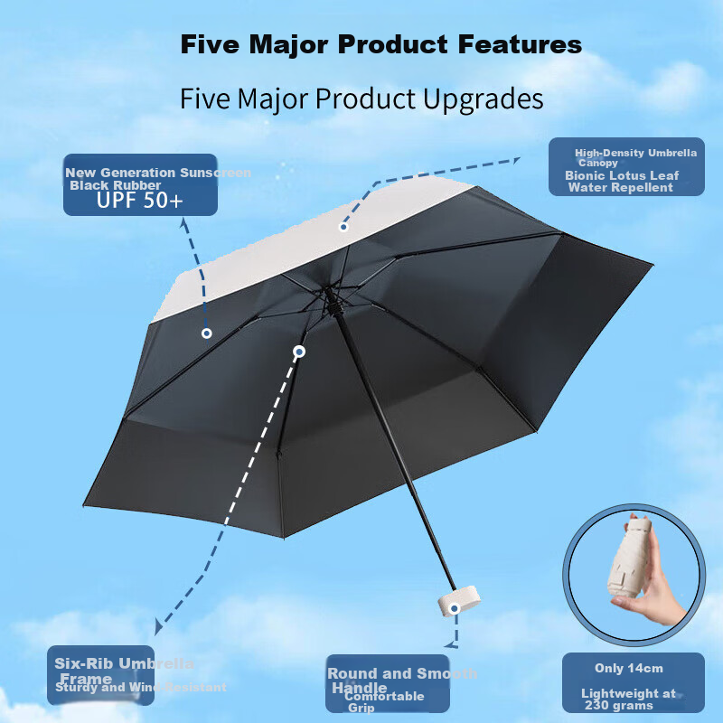 Meebordi UV Protection Folding Umbrella for Women, Dual-Use for Sun And Rain, Compact Mini Sun Protection Umbrella with Capsule Design, Portable Gift for Girlfriend 7