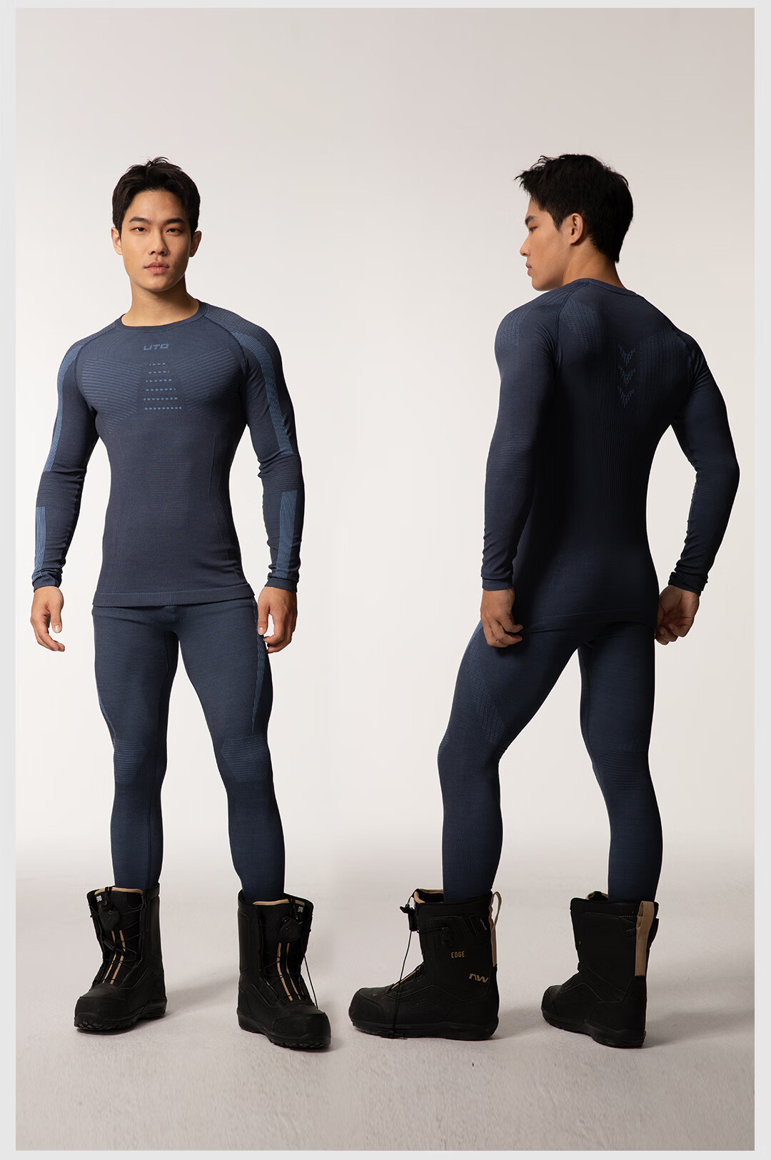 UTO Merino Wool Quick-Dry Base Layer Set Unisex Ski Mountaineering Thermal Underwear Classic Black Men’s L 21