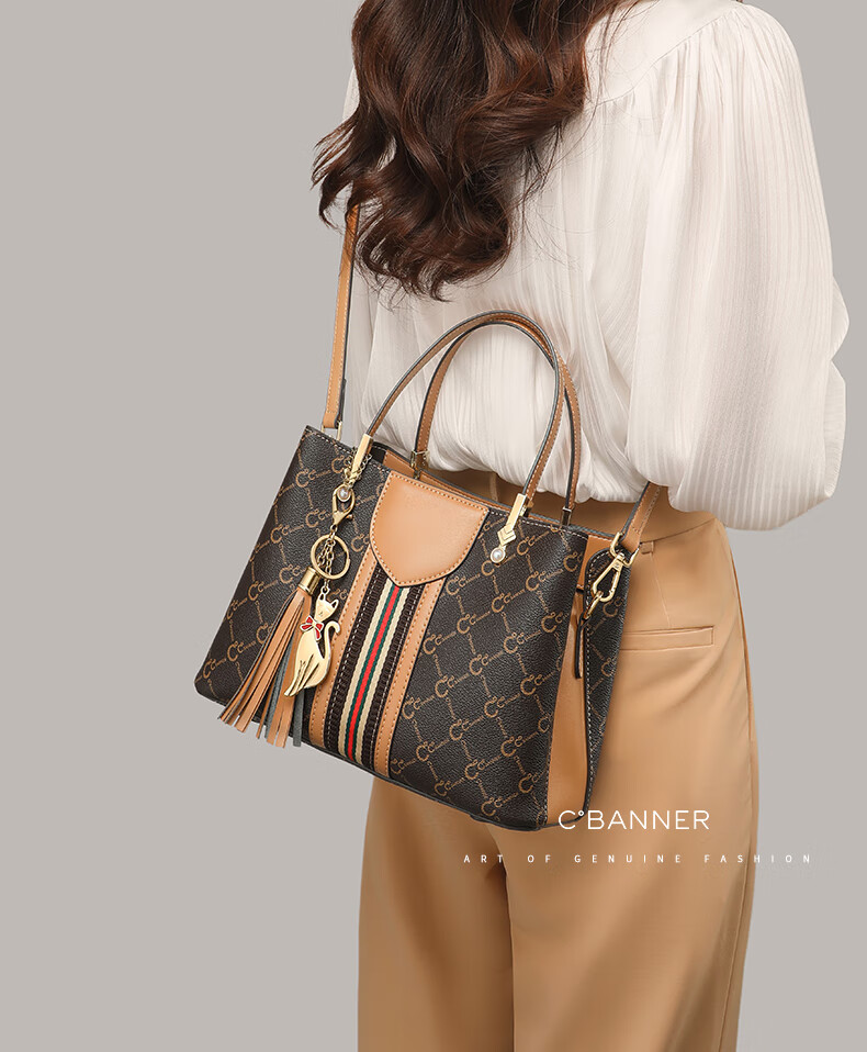 C.BANNER Handbag, Women's Bag with Monogram Pattern, Large Capacity Tote Bag, Shoulder Crossbody Bag, Light Luxury Brand, Birthday Gift for Girlfriend on May 20 1