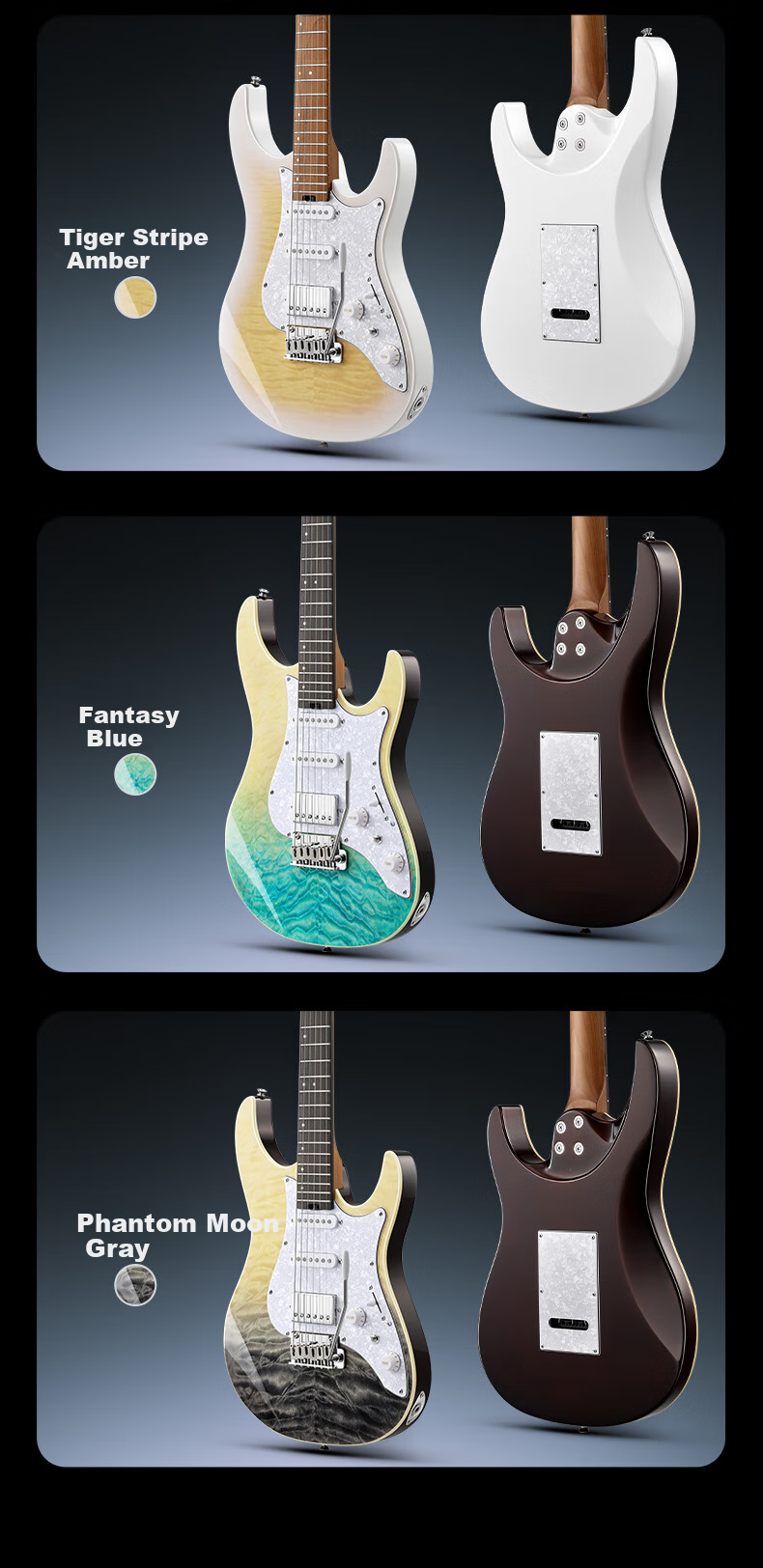 DONNER DST 550 Electric Guitar for Beginners, Intermediate And Advanced Adult Male And Female Students, Electronic Guitar for Rock Music, Turquoise 8